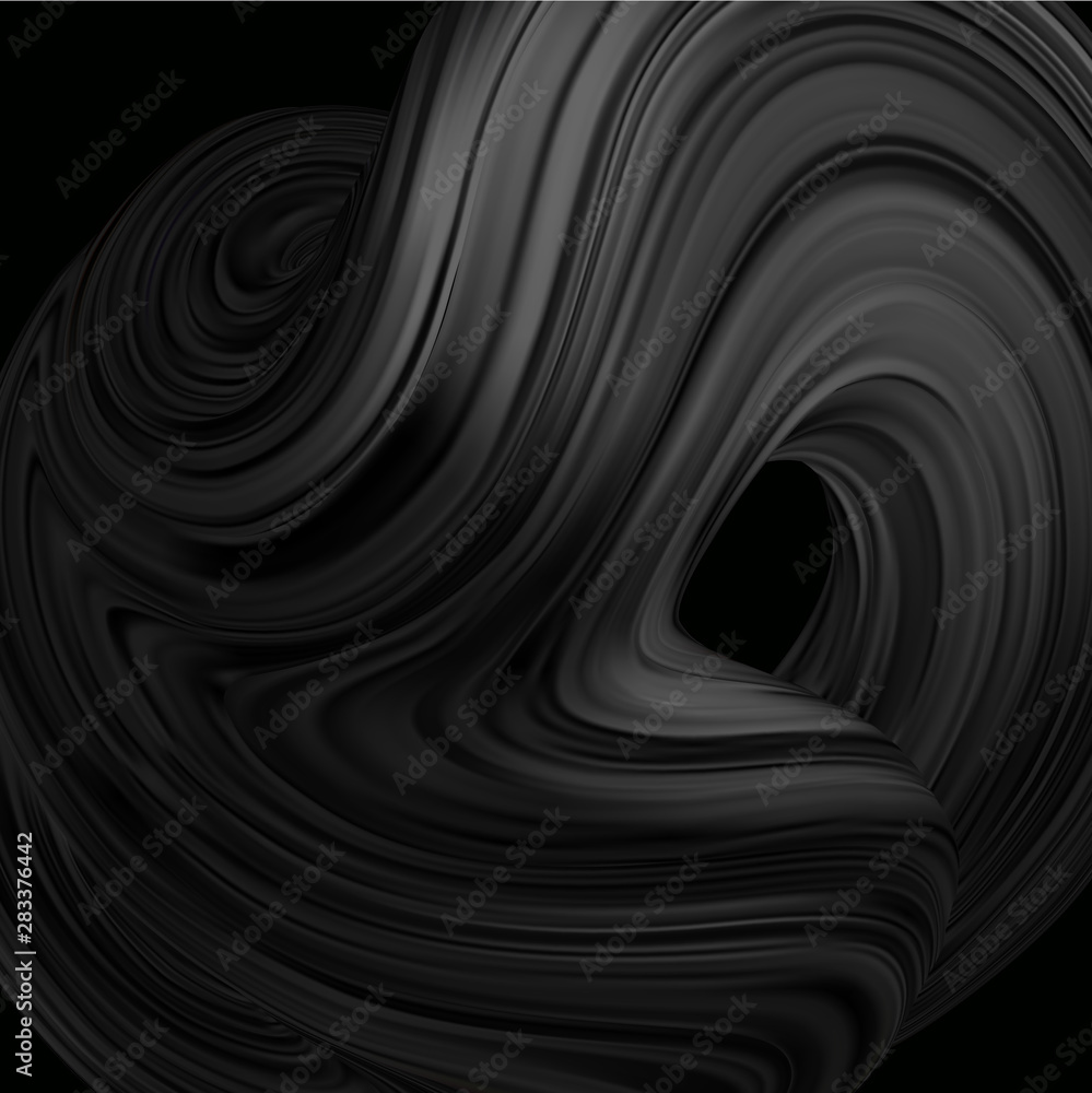 Poster square background with 3d rendered flow digital art in motion.