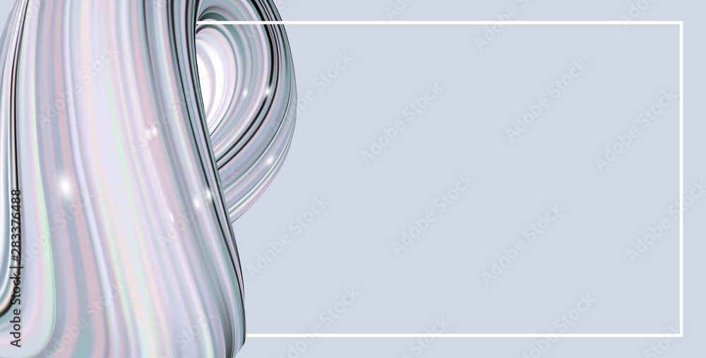 Poster horizontal banner with 3d rendered flow digital art in motion.