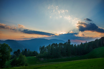 Sunset at the Dolomiti and clouds.