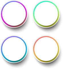 Abstract round paper shapes with colorful frames for text.