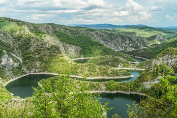 Fototapeta na wymiar Meanders of river Uvac in Serbia