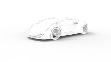 Fototapeta premium Concept sports car sketch rendering isolated in white background