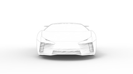 Concept sports car sketch rendering isolated in white background