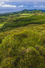 view over the beautiful landscape of Serra Devassa, Sao Miguel Island, Azores, Portugal