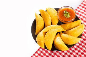 traditional colombian empanadas - regional food. Text space