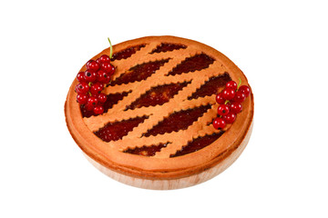 Strawberry pie isolated on white background