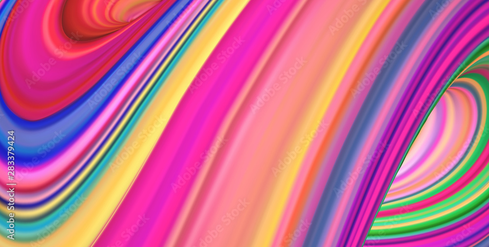 Poster horizontal banner with 3d rendered flow digital art in motion.