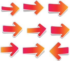 Set of straight colorful arrows.