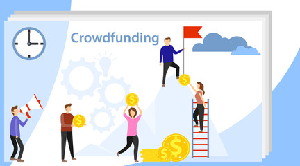 People funding. Collective financial cooperation of people. Combining financial resources. Flat vector illustration of co-financing project