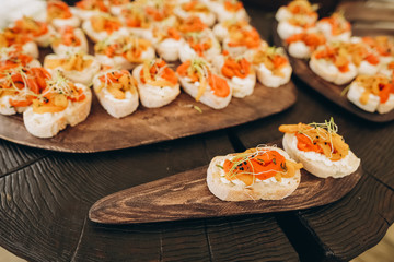 party corporate food buffet appetizers fish canapes
