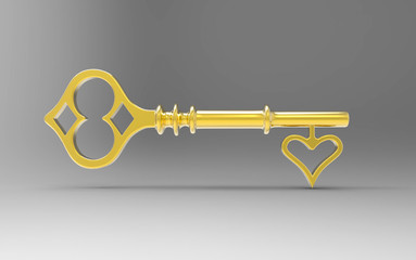 Key to love concept 3D illustration 