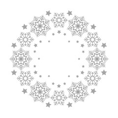 Delicate silver winter snowflakes wreath  - 283382471