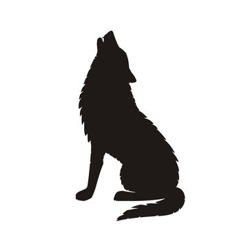 Silhouette of a howling wolfwolf
