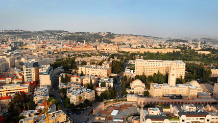 Fototapeta na wymiar Aerial view over the old city of Jeruslaem