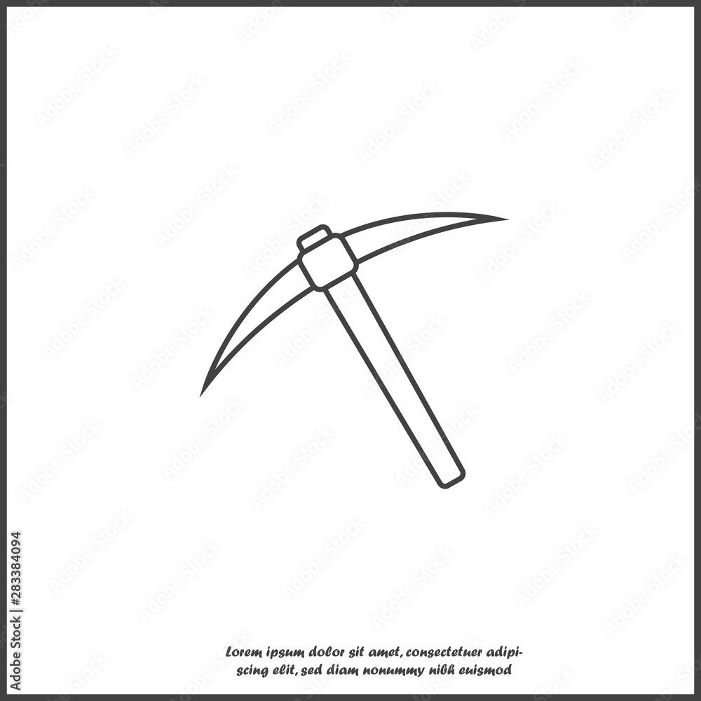 Poster vector pickaxe icon on white isolated background. layers grouped for easy editing illustration. for 