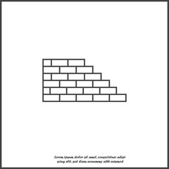 Vector brick icon. Illustration of brickwork. Brick wall icon on white isolated background.