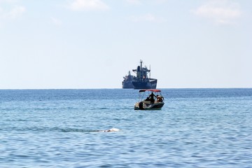 Cargo Ships in the Black sea near Varna (. Travel 11 August 2019.