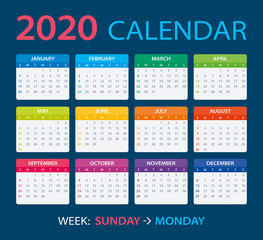 2020 Calendar - vector illustration