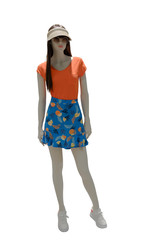 Full-length female mannequin.