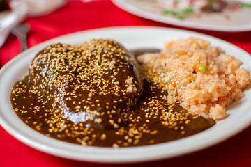 Mexican Food traditional healthy Chiles en Nogada, traditional Mexican cuisine in Puebla Mexico black background - Imagen