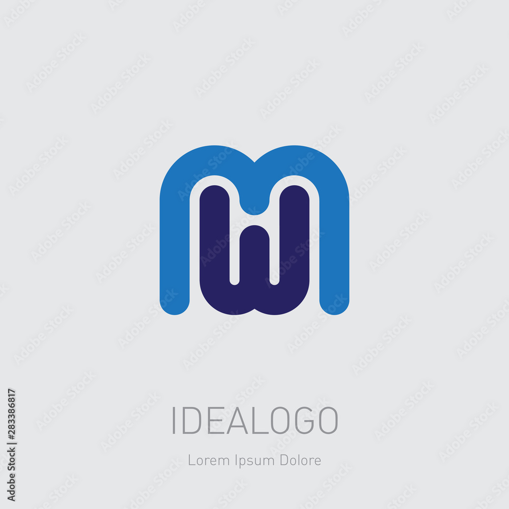 Poster m and w initial logo. mw initial monogram logotype. wm - vector design element or icon.