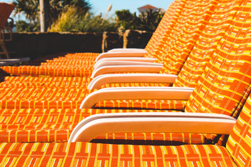 A row of beach chairs
