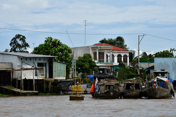 Cai Be, Socialist Republic of Vietnam - august 17 2018 : picturesque city in summer