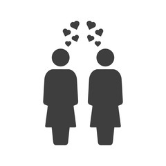 Icon of people in love. A woman loves a woman. Vector on a white background