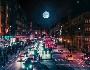 Wandcirkels aluminium Stockholm bij nacht © Elin