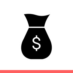Money bag vector icon, banking symbol
