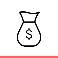 Money bag vector icon, banking symbol