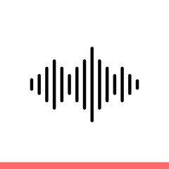 Sound wave vector icon, music beat symbol