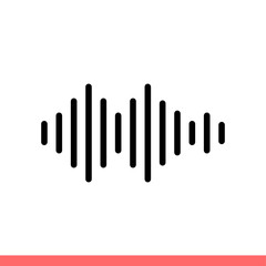 Sound wave vector icon, music beat symbol