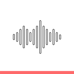 Sound wave vector icon, music beat symbol