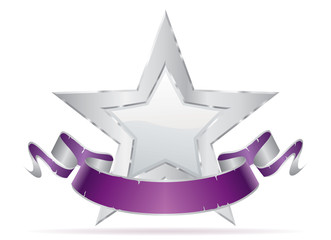 white star purple banner silver