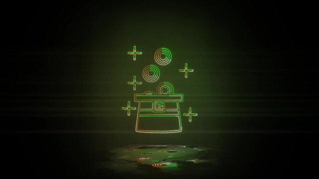 Hat, coins in neon color effect mp4 video. St Patrick day