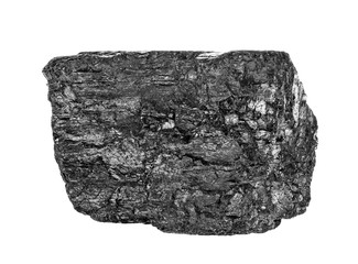 Coal briquette isolated on white background, close up.
