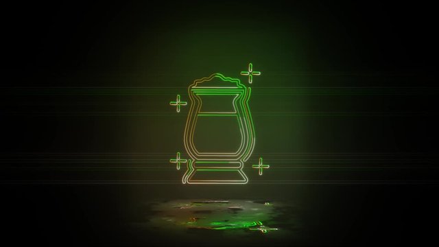 Coffee, drink in neon color effect mp4 video. St Patrick day