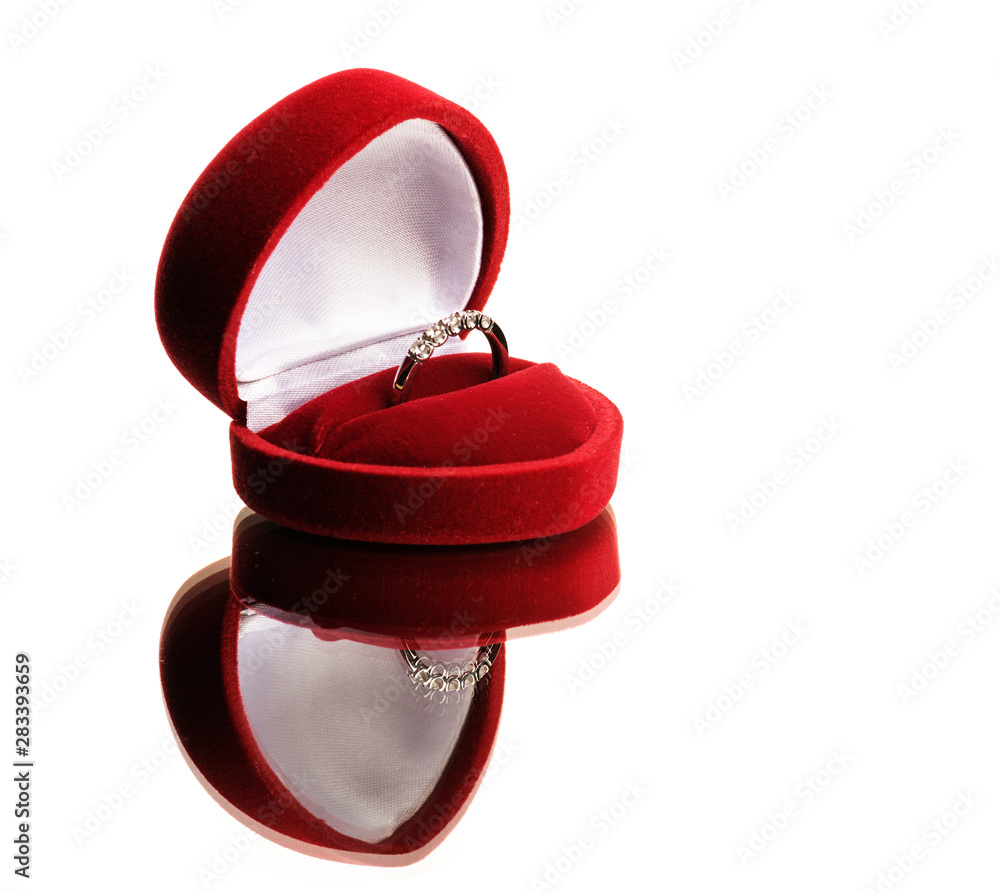 Sticker wedding ring on white background.