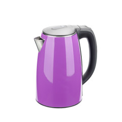 Purple isolated stainless steel kettle on the white background