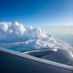 Fototapeta na wymiar View from airplane window during a flight