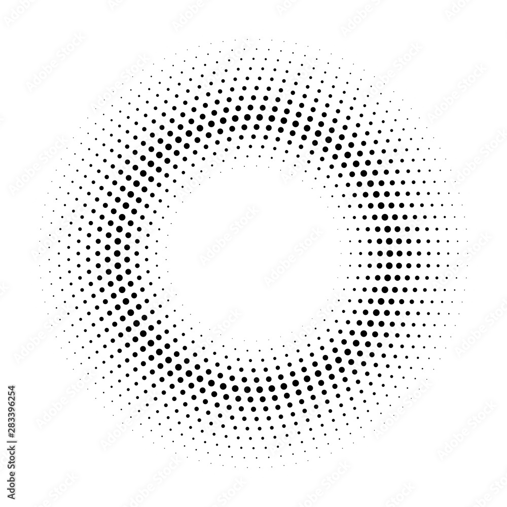 Wall mural halftone dotted circular background.halftone effect vector pattern. circle dots isolated on white ba