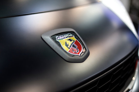 Detail of the Abarth car. Abarth is racing car and road car maker founded at 1949.