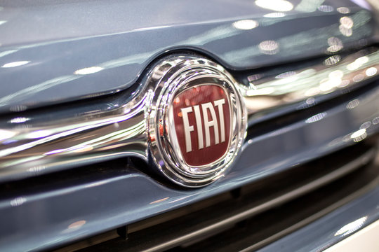 Detail of the Fiat car. Fiat or Fabbrica Italiana Automobili Torino was founded in 1899.