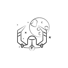 Space ship, planet icon. Element of hand draw ufo icon