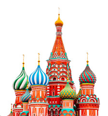 Saint Basil Cathedral in Moscow on white isolated background