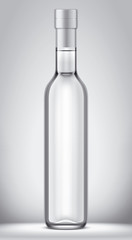 Glass bottle on background. 