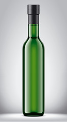 Glass bottle on background. 
