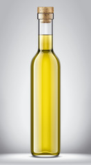 Glass bottle on background. Cork versiuon. 