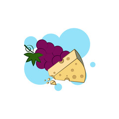 Cheese, brie, grapes icon. Element of color cheese icon